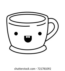 cup of coffee with handle monochrome kawaii silhouette vector illustration