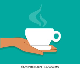 Cup with coffee in hands