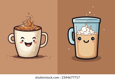 a cup of coffee happy character with foam  