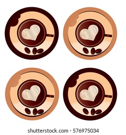 Cup of coffee with hart. Vector illustration.