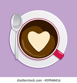 Cup of coffee with heart.