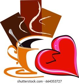 a cup of coffee and a heart