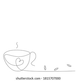 Cup of coffee heart backgroun, vector illustration