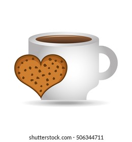 cup coffee heart cookie bakery icon design graphic vector illustration