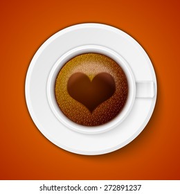Cup of coffee with heart, excellent vector illustration, EPS 10