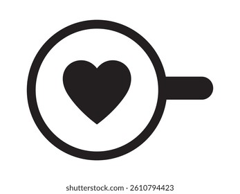 Cup of coffee with heart icon.
