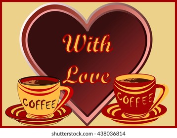 cup of coffee with heart and love vector