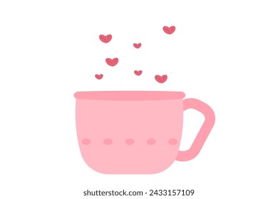 Cup of coffee. Heart in the shape of coffee beans. I love coffee