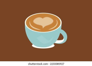 Cup of coffee with heart shape symbol