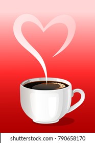 Cup Of Coffee With Heart Shaped Steam