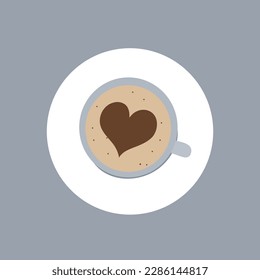cup of coffee with heart vector illustration