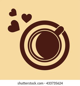 cup of coffee with hearts brown icon 