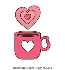 cup coffee with hearts isolated icon vector illustration design