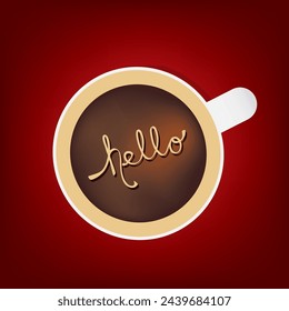 Tasse Kaffee mit Hello