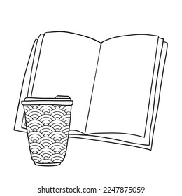 a cup of coffee helps work. Vector graphics