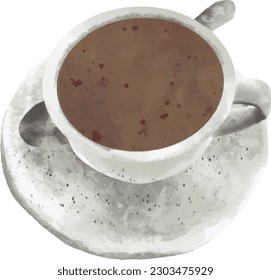 Cup of coffee hot chocolate espresso water color hand paint dark academia  