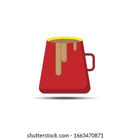 Cup of coffee icon, 64x64 Pixel perfect icon, editable icon, small shadow on white isolated background