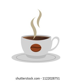 Cup of coffee icon with coffee beans logo, Vector illustration