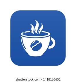 Cup coffee icon blue vector isolated on white background