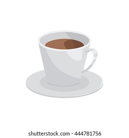 Cup of coffee icon in cartoon style on a white background