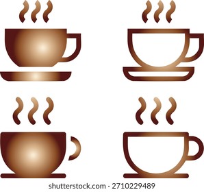 taza de icono de café colección de icono de Vector de tazas de café o té. Diseño de iconos calientes de la taza