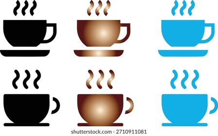 taza de icono de café colección de icono de Vector de tazas de café o té. Diseño de iconos calientes de la taza