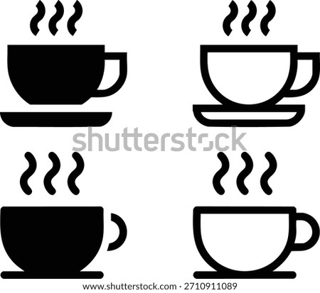 cup of coffee icon Coffe or tea cups vector icon collection. Cup hot icons design