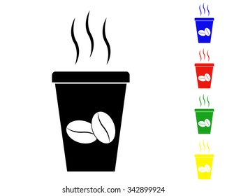 cup of coffee icon - colored vector set