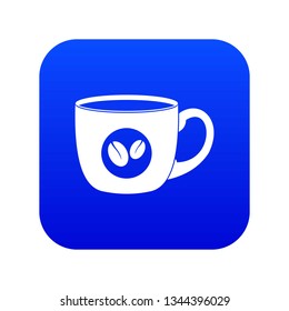 Cup of coffee icon digital blue for any design isolated on white vector illustration