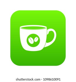 Cup of coffee icon digital green for any design isolated on white vector illustration