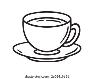 cup of coffee icon doodle hand drawn. Outline drawing cup of tea line clipart symbol. Vector illustration
