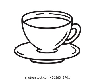 cup of coffee icon doodle hand drawn. Outline drawing cup of tea line clipart symbol. Vector illustration