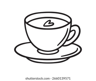 Taza de café icono doodle dibujado a mano. Esquema de la taza de dibujo de la línea de té símbolo del Clipart. Ilustración vectorial