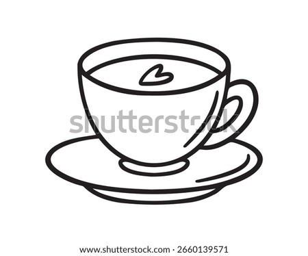 cup of coffee icon doodle hand drawn. Outline drawing cup of tea line clipart symbol. Vector illustration
