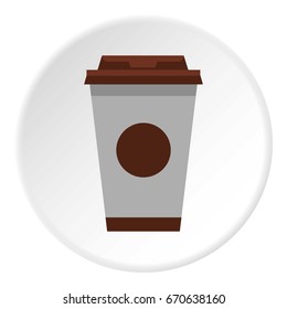 Cup of coffee icon in flat circle isolated vector illustration for web