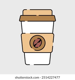 Cup Coffee Icon Flat Color Illustration