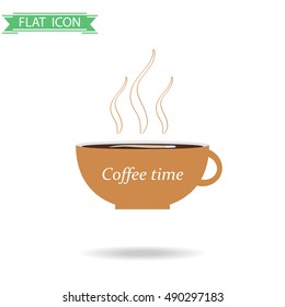Cup of coffee, coffee cup icon. Flat design.