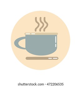cup coffee icon flat, illustration on a white background