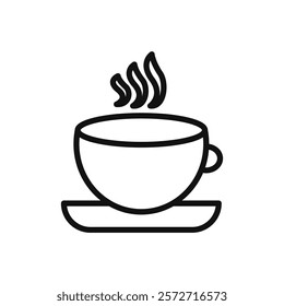 Cup of coffee icon flat line symbol set.
