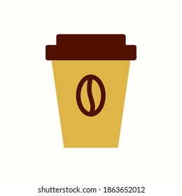 Cup of coffee icon flat style for pattern, decoration, logotype, kids menu, shop. Illustration 10 eps