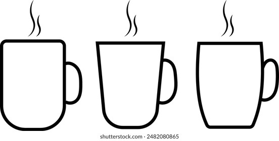 Icono de taza de café. Icono de copa plana. Señales de línea fina para el logotipo de diseño, tarjeta de visita, etc. Símbolo de contorno único de alta calidad para Diseño web o App móvil. Pictograma de contorno de copa.