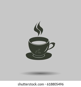 a cup of coffee icon. Flat vector illustration in black on white background.