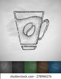 cup of coffee icon. Hand drawn vector illustration. Chalkboard Design