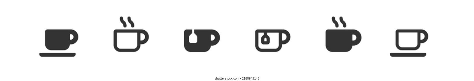 Cup coffee icon. Hot tea silhouette symbol. Cappuccino, latte sign four cafe design, in vector flat style.