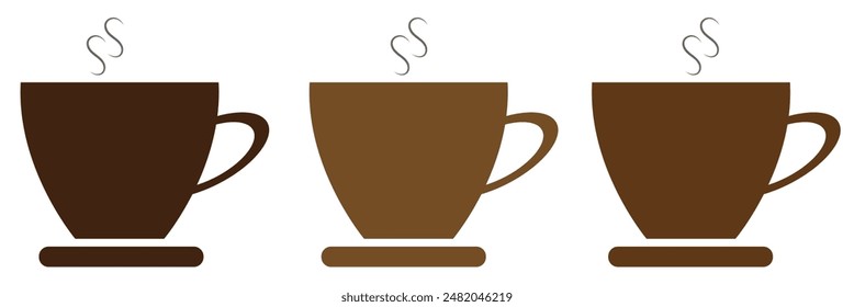  Tasse Kaffee. Ikone der Kaffeetasse. Kaffee-Ikone isoliert auf weißem Hintergrund. Vektorillustration.