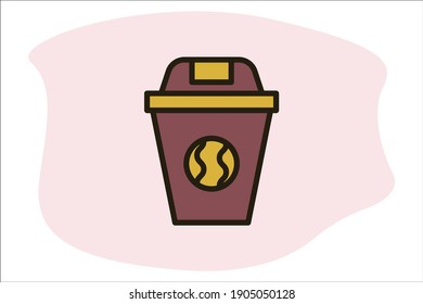 Cup of coffee icon line filled color concept related Appliance and Household. Furniture Related.

