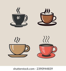 Colección de plantillas de diseño vectorial del logotipo del icono de una taza de café