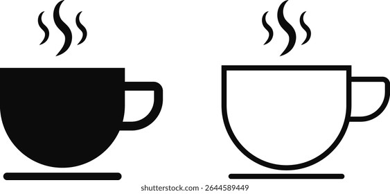 Xícara de café conjunto de ícones. xícara ícones. Vários sinais. tipicamente apresenta recursos estilizados. Símbolo Beber Comida 
