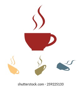 Cup Of Coffee Icon Set. Isometric Effect