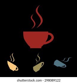 cup of coffee icon set. Isometric effect